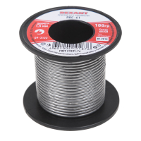 Припой без канифоли ПОС-61, 100 г, 1.5 мм, (олово 61%, свинец 39%) REXANT 09-3122