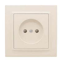 Розетка одноместная СП без заземления 10А с защитными шторками бежевый Минск EKF ERR10-022-200