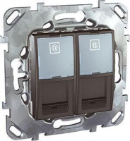 Розетка компьютерная 2хRJ45 Schneider Electric Unica MGU5.2424.12ZD