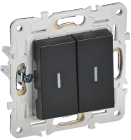 SKANDY Выключатель 2-клавишный с индикацией 10А SK-V09Bl черный IEK SK-V20-1-10-K02