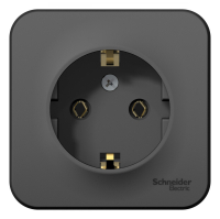 BLANCA Розетка наружная с заземлением без шторок с изолирующей пластиной, 16А, 250В, антрацит Systeme Electric BLNRA010116