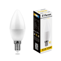 Лампа светодиодная LED 11вт Е14 теплый матовая свеча FERON LB-770 25941