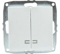 Выключатель двухклавишный с подсветкой Mono Electric Despina-Larissa 10А 250В белый 500-001925-103