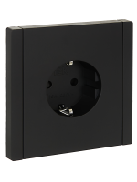 FORTE&PIANO Розетка 1-местная с заземлением с защитными шторками винтовое крепление 16А FP115 черный IEK FP-R14-16-K02