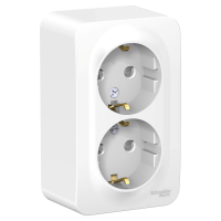 Розетка BLANCA наружная двойная, с заземлением, со шторками, с изолирующей пластиной, 16А, 250В, белый Systeme Electric BLNRA011211