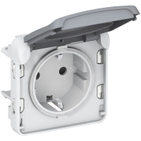 PLEXO Розетка с заземлением IP55 серая Legrand 69571 069571