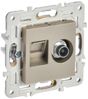 SKANDY Розетка двойная TV+RJ45 кат.5E SK-A14Sh шампань IEK SK-AK20-1-K37