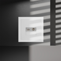 Розетка телевизионная встраиваемая Voltum S70 TV+RJ45 кат. 6, (белый матовый) VLS060702