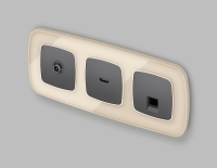 Комплект механизма компьютерной розетки Ambrella Volt RJ-45 (8P8C) CAT6A экранированной с автоматической защитной шторкой OMEGA MO662005 Антрацит серый QUANT (OP6620, VM185)