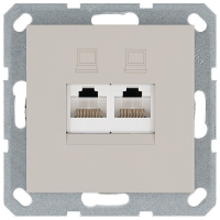 Интернет розетка 2х терминальная 6 категория, цвет тауп Jasmart G6108T