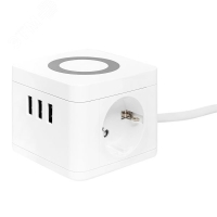 Удлинитель Куб 2 гнезда 3USB 2.4А+зарядное        устройство 1.3 метра 1мм2 EKF UBA-CUB-3-WC