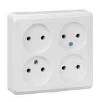 ЭТЮД Розетка четырехместная наружная без заземления без шторок 16А 250B белая Systeme Electric PA16-205B