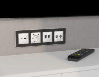 Комплект механизма компьютерной двойной розетки RJ-45 с автоматической защитной шторкой Alfa Белый глянец Quant Ambrella Volt MA112110 (AP1121, VM189)