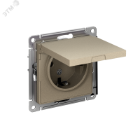 Розетка ATLASDESIGN с заземлением со шторками с крышкой 16А IP20 механизм шампань Systeme Electric ATN000546