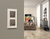 Комплект механизма терморегулятора с датчиком для теплого пола с подсветкой 16A-250V Alfa Темная бронза матовый Quant Ambrella Volt MA635710 (AP6357, VM1381)