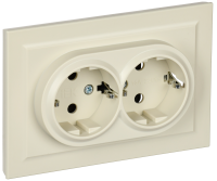 BRITE Розетка двойная с заземлением без защитных шторок 16А в сборе РС12-3-БрКр бежевый IEK BR-R21-16-K10-F