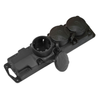 Беларусь Розетка тройная переносная каучук с защитными крышками 2P+E 1х16А IP45 БелТИЗ Р16-381 каучук Розетка Р16-381