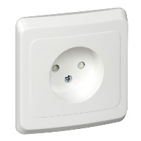 ЭТЮД Розетка скрытая без заземления со шторками белая Systeme Electric PC16-002B