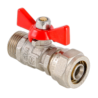 Кран шаровой 16х1/2' НН под обжим ручка бабочка VALTEC VT.341.N.1604 AAV230304