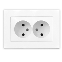 Розетка двухместная серия Афина б/з, с/у, 16А, 220В, белая (еврослот) UNIVersal A0102