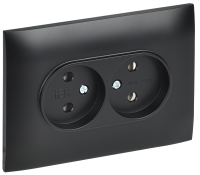 SKANDY Розетка 2-местная без заземления без защитных шторок 10А в сборе SK-R10Bl черный IEK SK-R20-10-K02-F