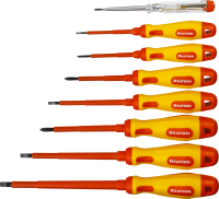 Набор высоковольтных отверток ''Х-Drive ELECTRO'', SL: 2.5. 4, 5.5. 6.5. PH: № 0, 1, 2, пробник, до 1000В KRAFTOOL 250088-H8