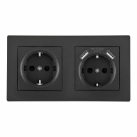 Розетка двойная (двухпостовая) с USB Arte Milano SET06-2-47-1-40-1 black