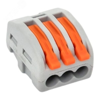 Клемма СМК 222-413 с рычагом 3 отверстия 0.08-2.5(4.0)мм2 (100шт.) EKF plc-smk-413