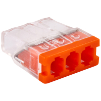 Клемма соединительная  3-контактная Elеctrodeel. Диапазон сечений 0.5-2.5 мм2. Номинальный ток/напряжение: 24А/450В. Electrodeel ED 772-203