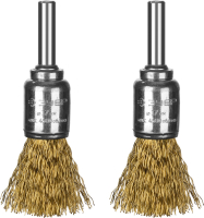 Щетки кистевые для дрели, витая стальная лат унированная проволока 0.3мм. 17мм, 2шт ''Профессионал''. ЗУБР 35225-17-H2_z02