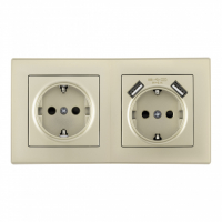 Розетка двойная (двухпостовая) с USB Arte Milano SET06-2-47-1-40-1 shampan