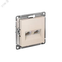 Розетка ATLASDESIGN двойная компьютерная RJ45+RJ45 категория 5E механизм бежевый Systeme Electric ATN000285