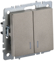 BRITE Выключатель двухклавишный с индикацией 10А ВС10-2-1-БрШ шампань IEK BR-V20-1-10-K37