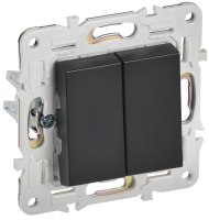 SKANDY Выключатель 2-клавишный 10А SK-V04Bl черный IEK SK-V20-0-10-K02