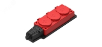 MultiSet Колодка 3х розетка 2К+З каучуковая 16А/250В IP44 Красная Systeme Electric MST4123RD