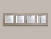 Комплект механизма 2-клавишного перекрестного выключателя 10A-250V Alfa Серебро глянец Quant Ambrella Volt MA403030 (AP4030, VM125)