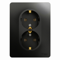 GLOSSA Розетка двойная с заземлением антрацит в сборе Systeme Electric GSL000724