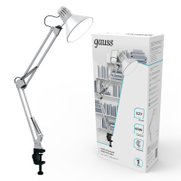 Светильник настольный под лампу E27 х60 Вт 220-240В IP20 480х165 мм белый струбцина GTL GAUSS GT0011