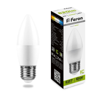 Лампа светодиодная LED 9вт Е27 белый матовая свеча FERON LB-570 25937