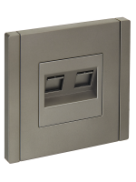 FORTE&PIANO Розетка компьютерная двойная RJ45 кат.5E FP533 сталь IEK FP-K20-1-K46