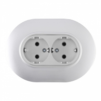 Круглая розетка двойная с/з и шторками Arte Milano SET08-double-40-2 silver