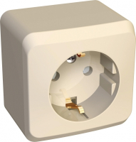 ЭТЮД Розетка наружная с заземлением со шторками бежевая Systeme Electric PA16-004K