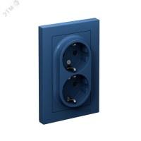 ATLASDESIGN РОЗЕТКА двойная с заземлением, 16А, в сборе, АКВАМАРИН Systeme Electric ATN001124