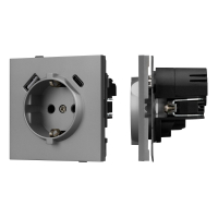 Механизм розетки с USB зарядкой Arlight SCT-TENDO-MUAC-PL-GR (230V, 16A) 054088