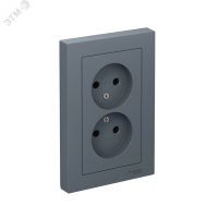Розетка ATLASDESIGN двойная без заземления 16А в сборе грифель Systeme Electric ATN000720