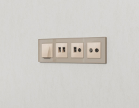 Комплект механизма розетки компьютерной + TV оконечной RJ-45 с автоматической защитной шторкой Alfa Бежевый глянец Ambrella Volt MA312510 (AP3125, VM195)