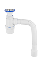 Сифон ЭЛИТ для моек и раковин 1'1/2 x 40/50 мм с нержавеющей чашкой 70 мм, гофротрубой L800 мм, литой выпуск VIRPlast 30980617