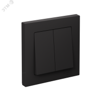 Выключатель двухклавишный ATLASDESIGN схема 5 10АХ в сборе карбон Systeme Electric ATN001052