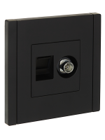 FORTE&PIANO Розетка двойная TV+RJ45 кат.6 FP137 черный IEK FP-AK20-2-K02