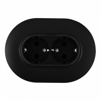 Круглая розетка двойная с/з и шторками Arte Milano SET08-double-40-2 black
